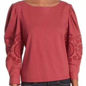 La vie Rebecca Taylor eyelet sleeve cotton embroidered vintage looking